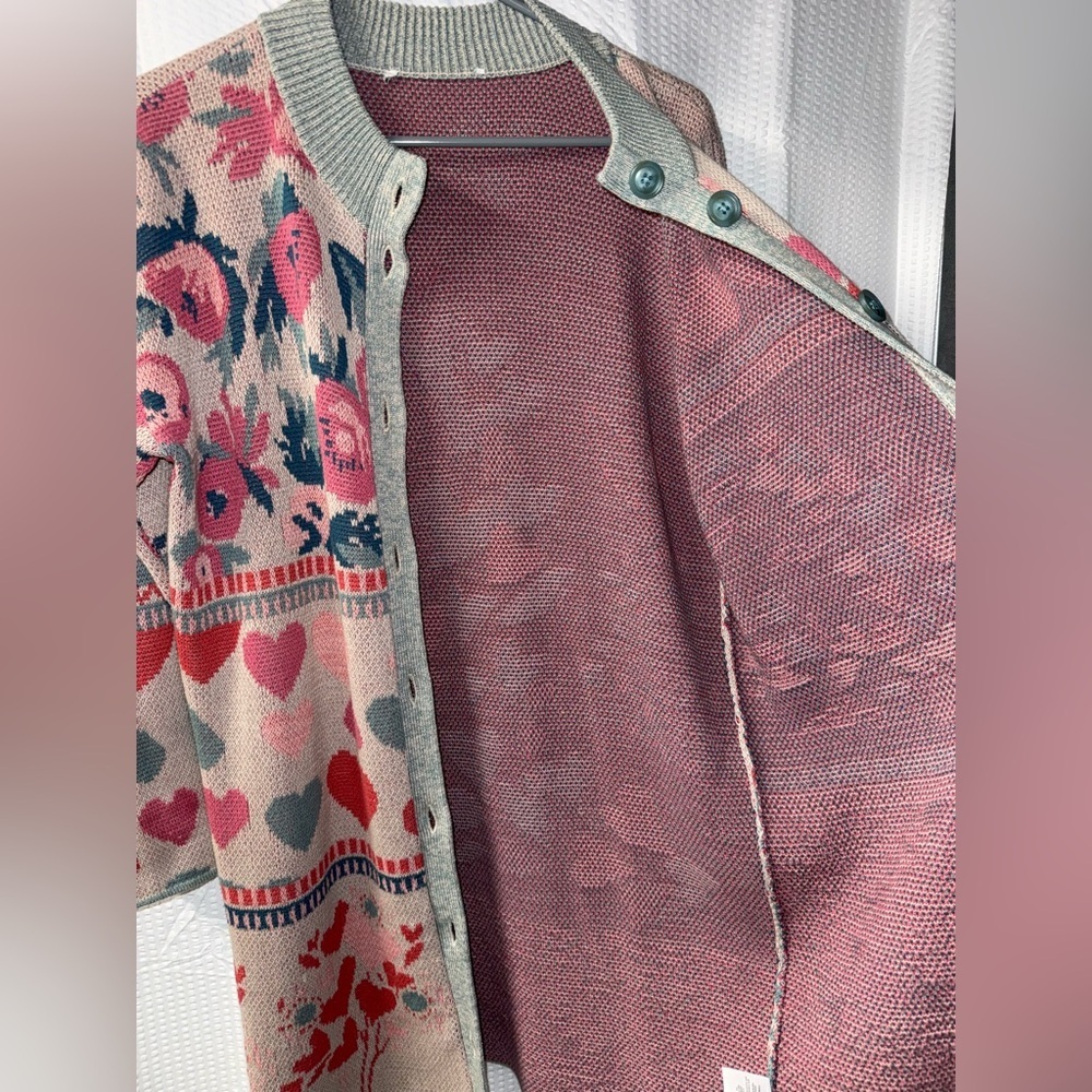 Coldwater Creek women's cardigan heart floral sweater size L - Picture 4 of 9